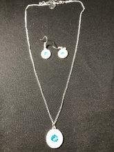 Chain with Blue Crystal Pendant and Ear-Rings