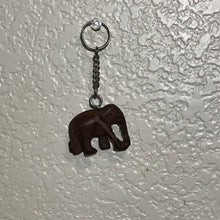 Wooden carved elephant keychain