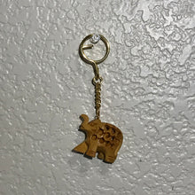 Wooden carved elephant keychain